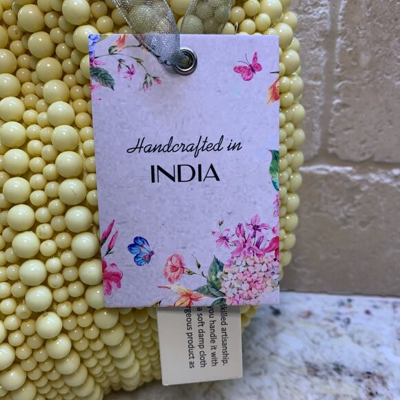 TIK TOK Beaded Yellow Evening Bag NWT - Picture 7 of 8